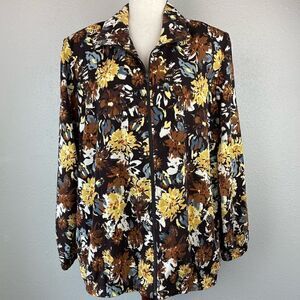 Blair Floral Full Zip Jacket Size L EUC